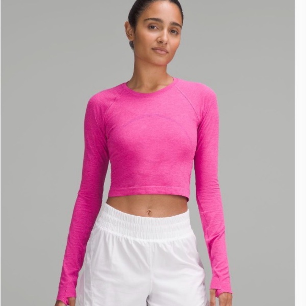 Lululemon Athletica Bright Pink Long Sleeve Crop Top